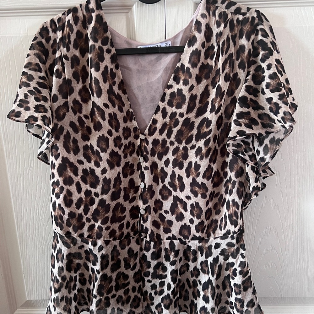 Mango Animal print Chiffon peplum top